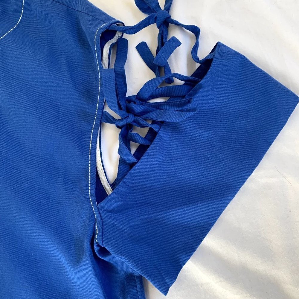 NEW Tracy Reese Split Sleeves Top Blue Nautical Blouse Sz S - Picture 9 of 13